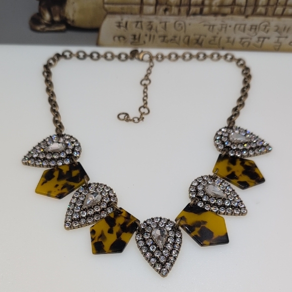 J. Crew Elegant Tortoiseshell and Crystal Necklace - Picture 1 of 5
